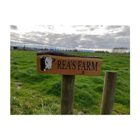 Macrocarpa 'Rea's Farm' Sign